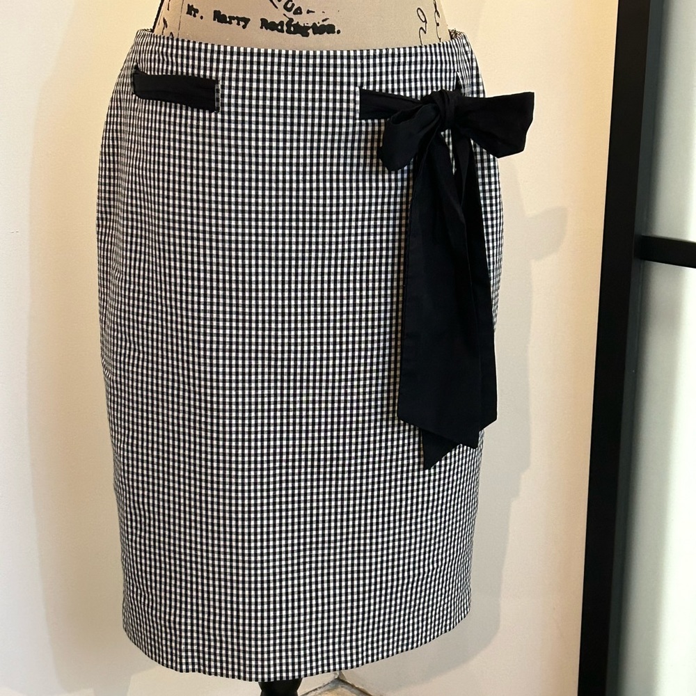 DStudio black & white gingham lined pencil skirt